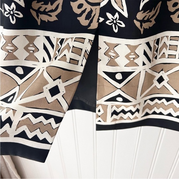 Vintage 100% Silk Elegant David Warren Floral Black Tan Midi Dress size 8 - Picture 4 of 5